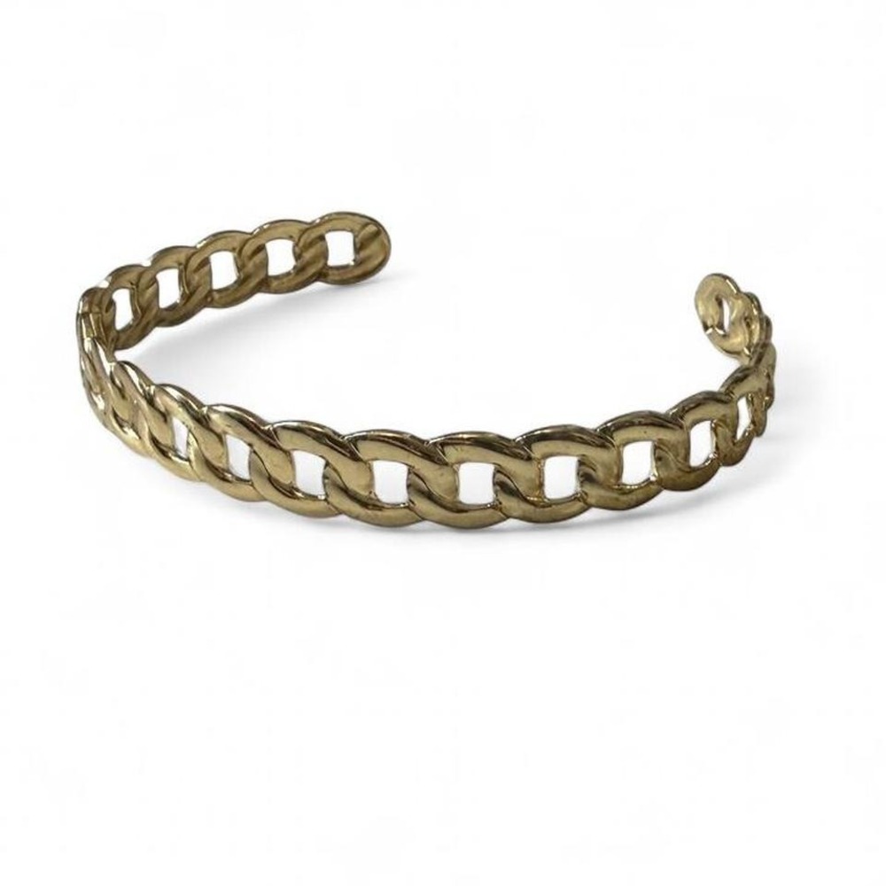 Gold Tone‎ Curb Link Cuff Statement Bracelet